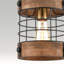 Luminaire suspendu cylindrique en bois patiné