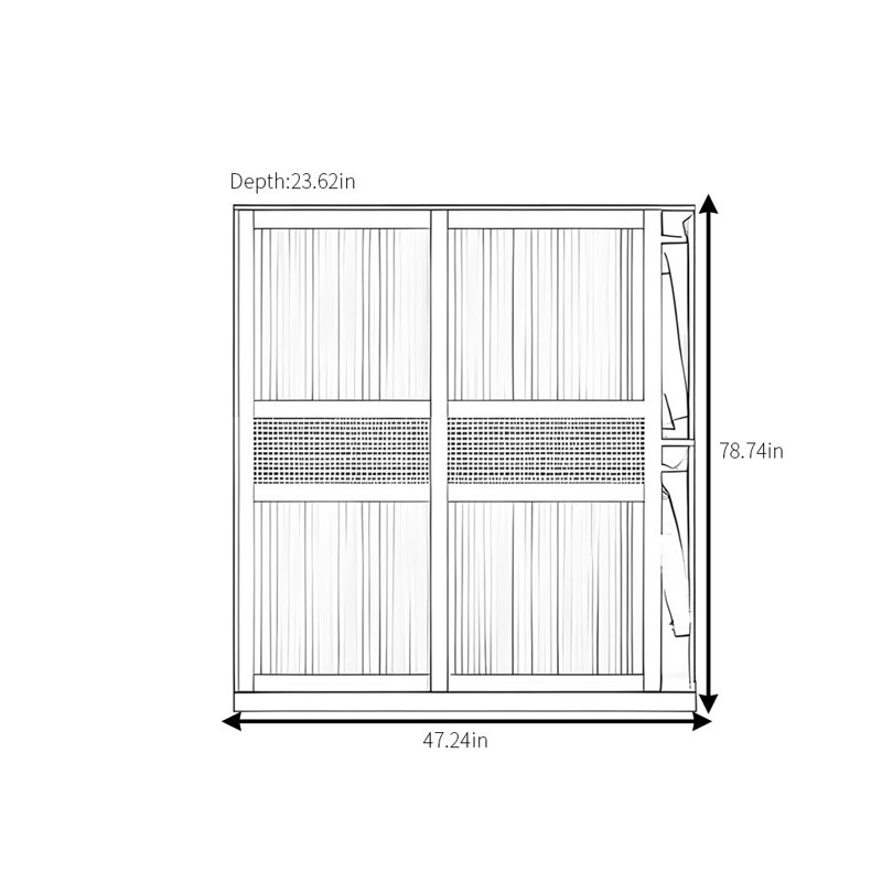 Armoire rétro en rotin tissé classique, H 78,74 po x l 47,24 po x P 23,62 po