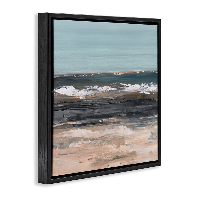 «Gloomy Traditional Beach», art mural encadré sur toile flottante par Ethan Harper, Cadre flottant noir de jais