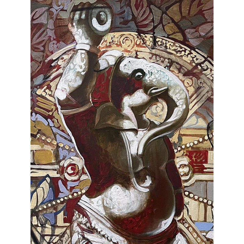 Dancing Ganesha | Mk Goyal | Mix Media On Canvas