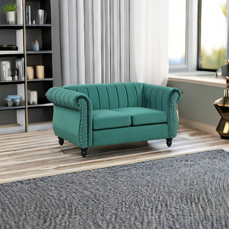 Upholstered 51'' Sofa, Green 100% Polyester