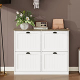 Shoe Storage Cabinet with 4 Flip Drawers