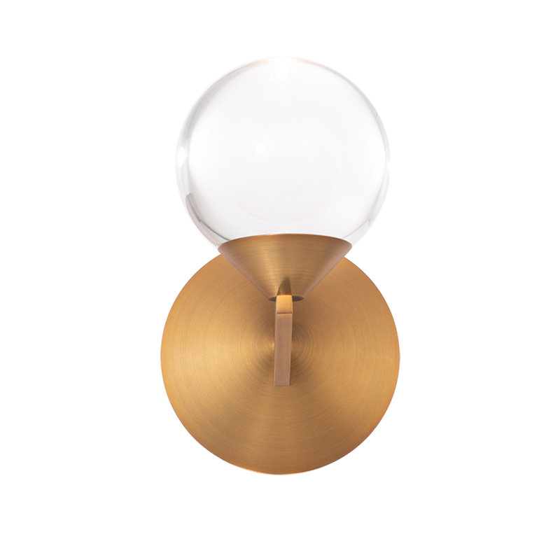 Double Bubble Aluminum LED Armed Sconce, Aged Brass