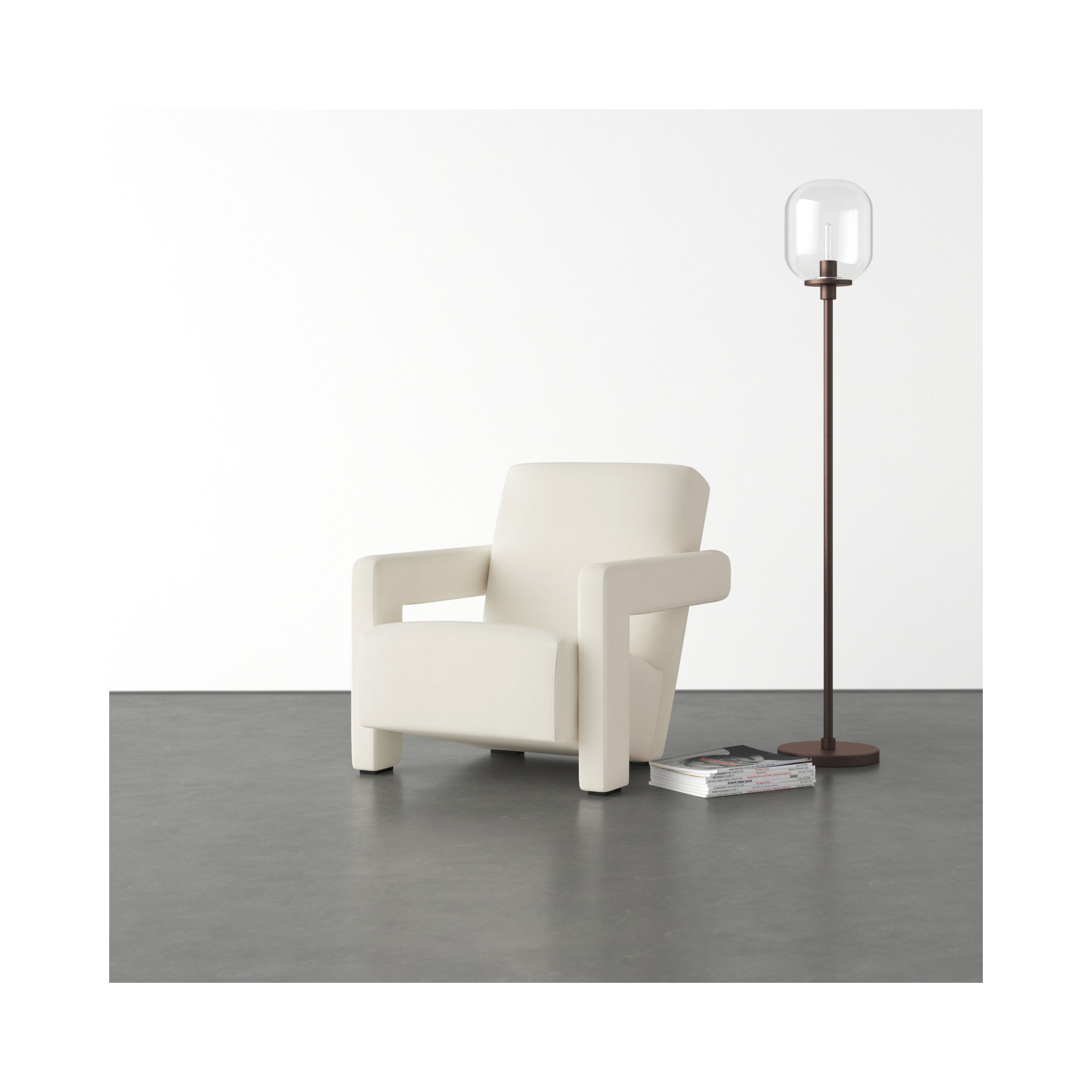Olsen 27.3" W Velvet Armchair, Ivory Velvet