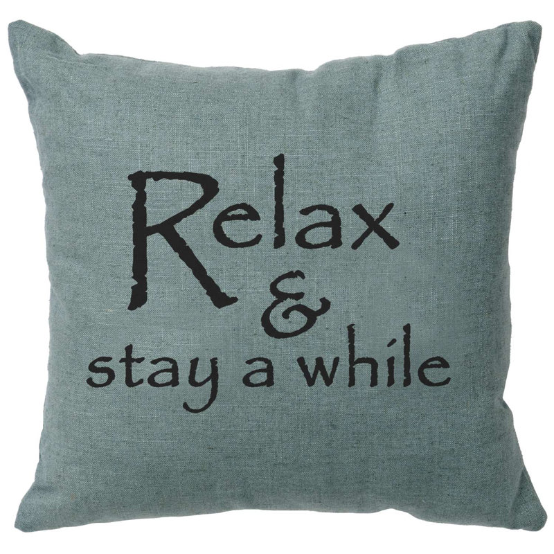 Wooded River Image Pillow - Relax - Linen Gray, Gray