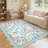 Farmhouse Floral Rug Washable Rug Non Slip Modern Scalloped Carpet, Soft Non Shedding Indoor Carpet, Low Pile Thin Foldable Printed Mat-72214497