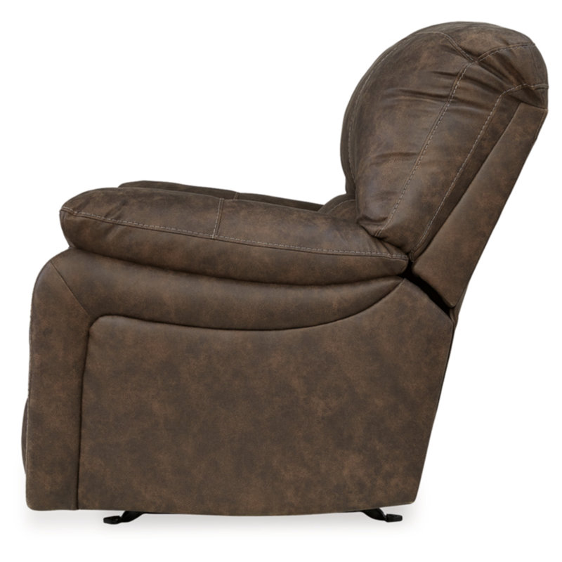 Brown Faux Leather Recliner with Metal Frame