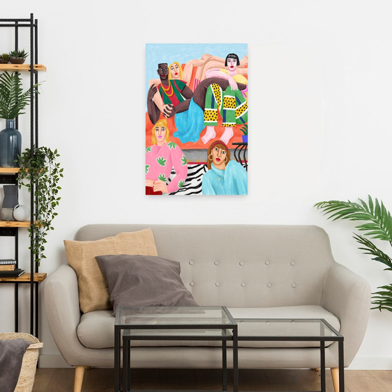 Art mural abstrait contemporain La Coloc, H 24 po x l 16 po
