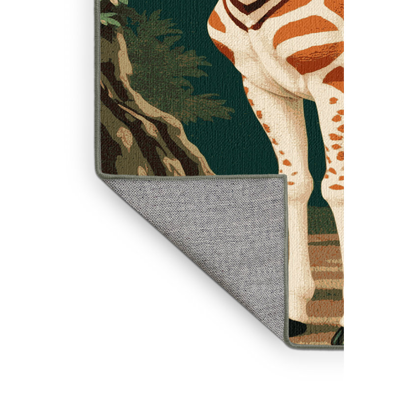 Washable Okapi Wildlife Area Rug, Round 6'