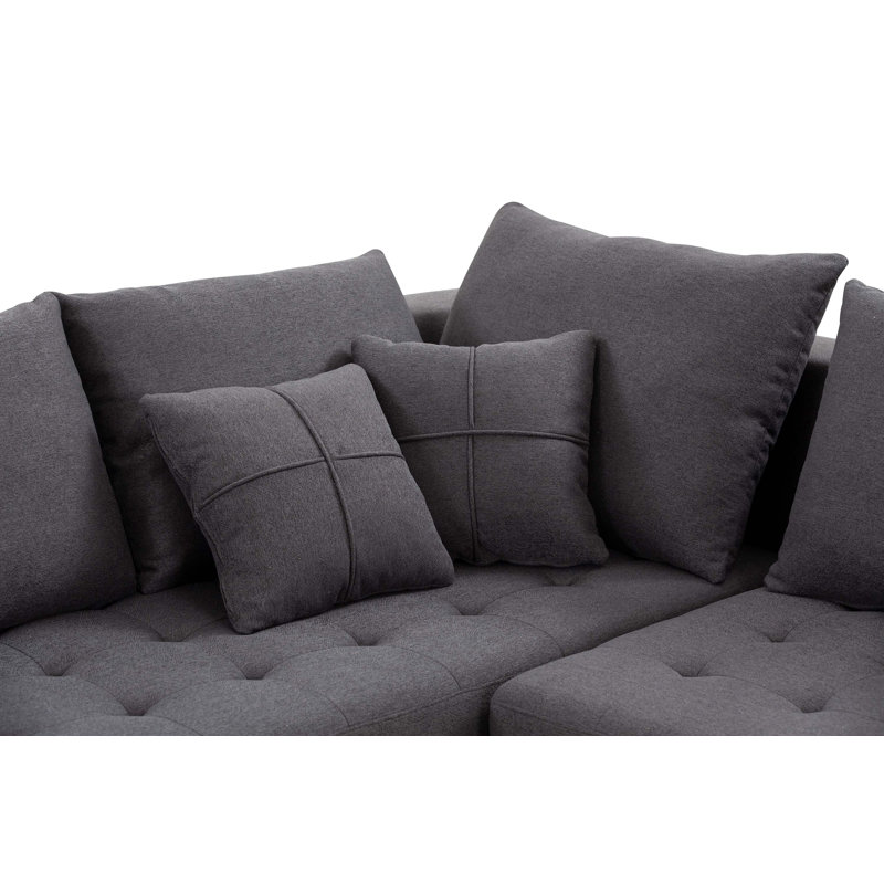 Canapé modulaire rembourré 4 pièces Ryong, Gris chenille