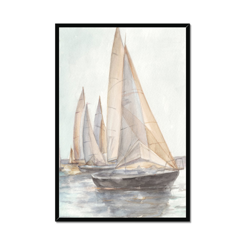 Plein Air Sailboats II by Ethan Harper - Painting, Black Framed Paper Print, 50cm H x 34cm W