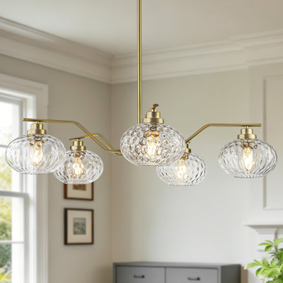 Amaurie 5-light Modern Sputnik Chandelier With Clear Hammered Glass Globe Shades