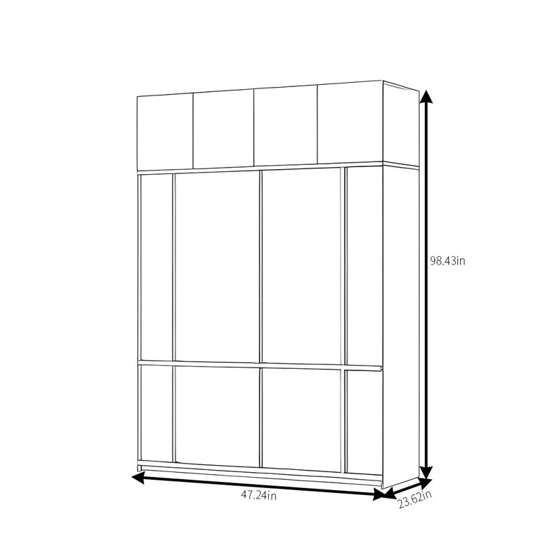 Une garde-robe au design simple, H 98,43 po x l 47,24 po x P 23,62 po
