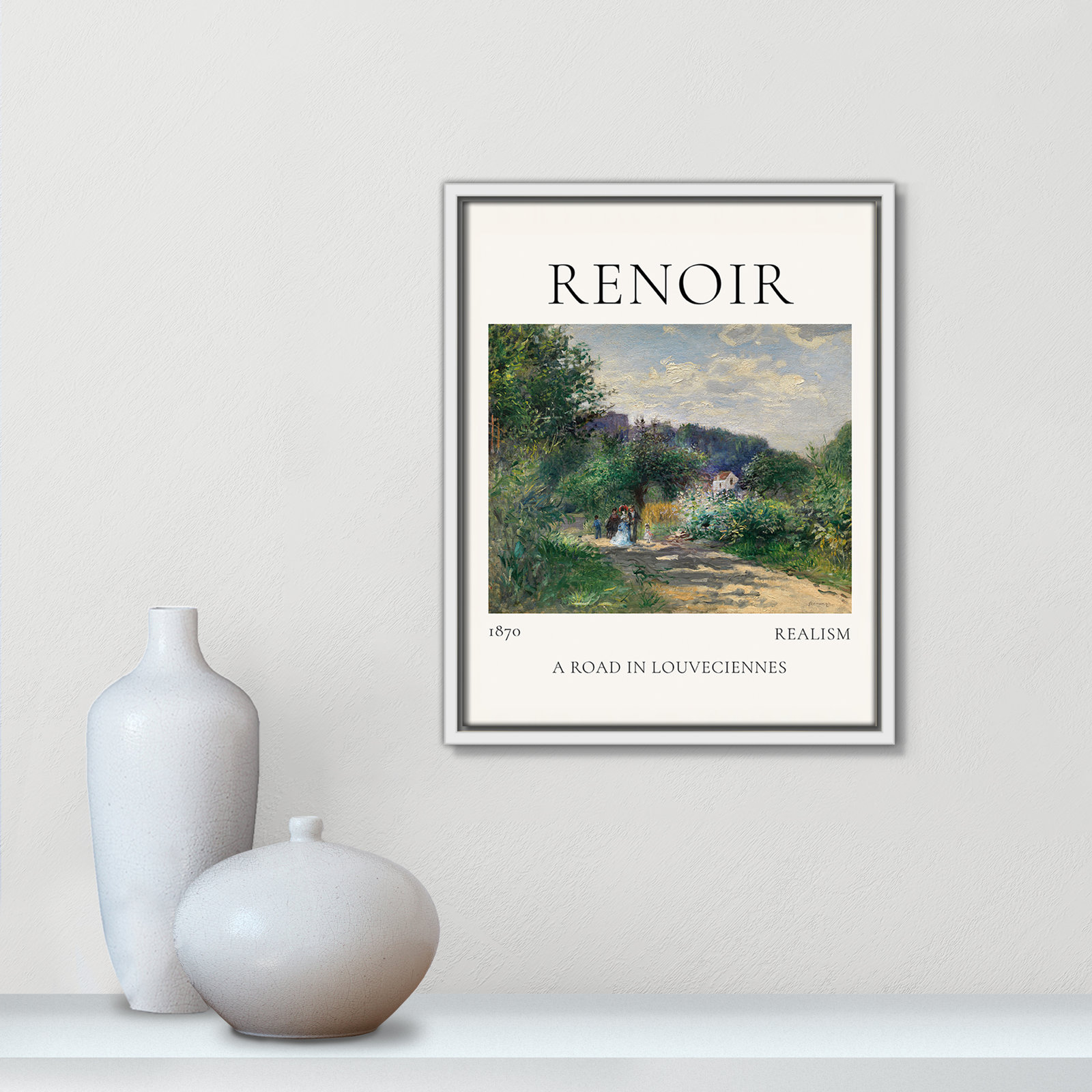 Rocchetto "A Road in Louveciennes" Print, White Floater Frame, No, 15.5" H x 12.5" W x 2" D