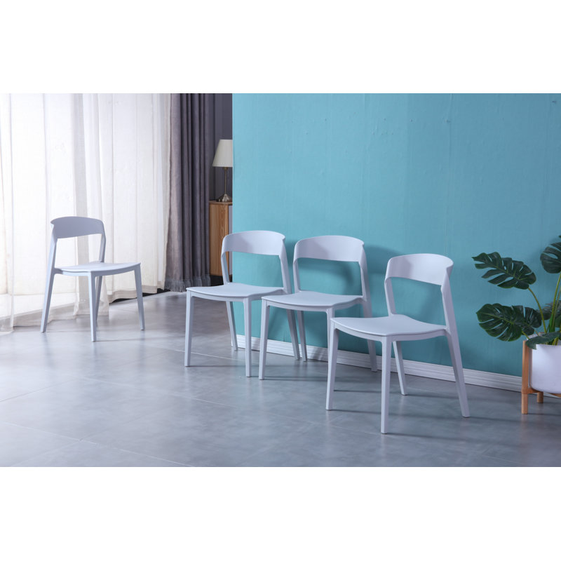 Beattie Ladder Back Stacking Side Chair, Light Grey