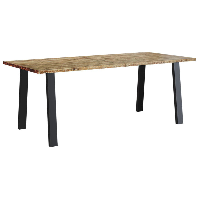 Salal Acacia Solid Wood Top Metal Base Dining Table, 75cm H x 200cm L x 90cm W