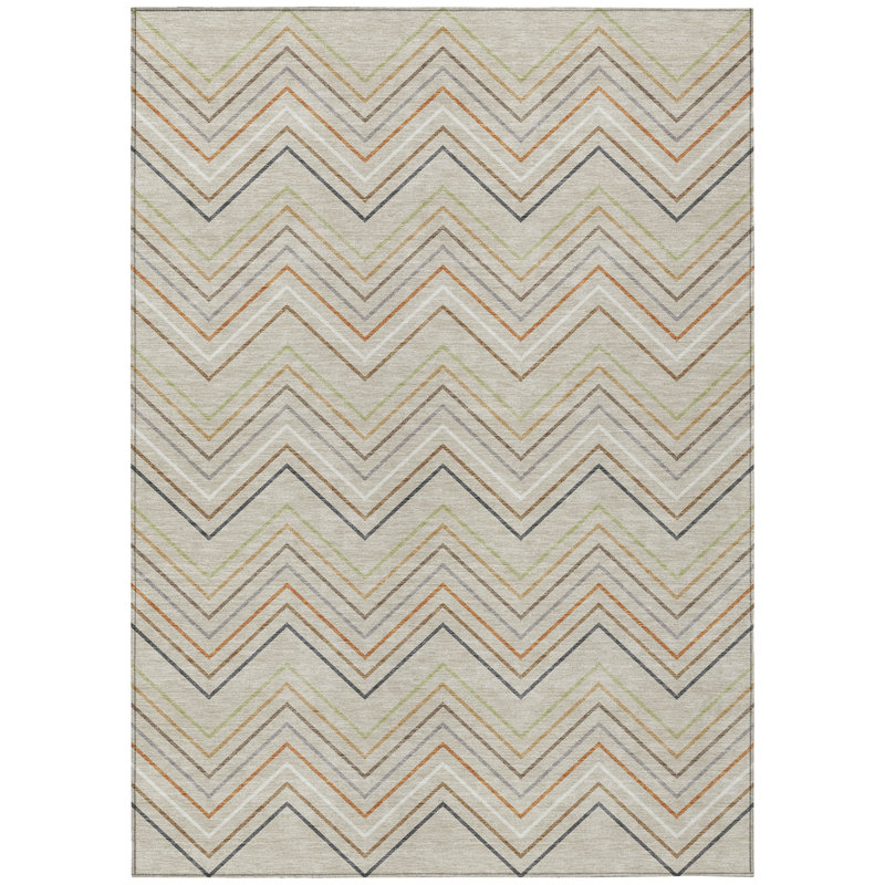 Machine Washable Indoor/Outdoor Keim ACN2392 Stripes Rug, Rectangle 3' x 5'