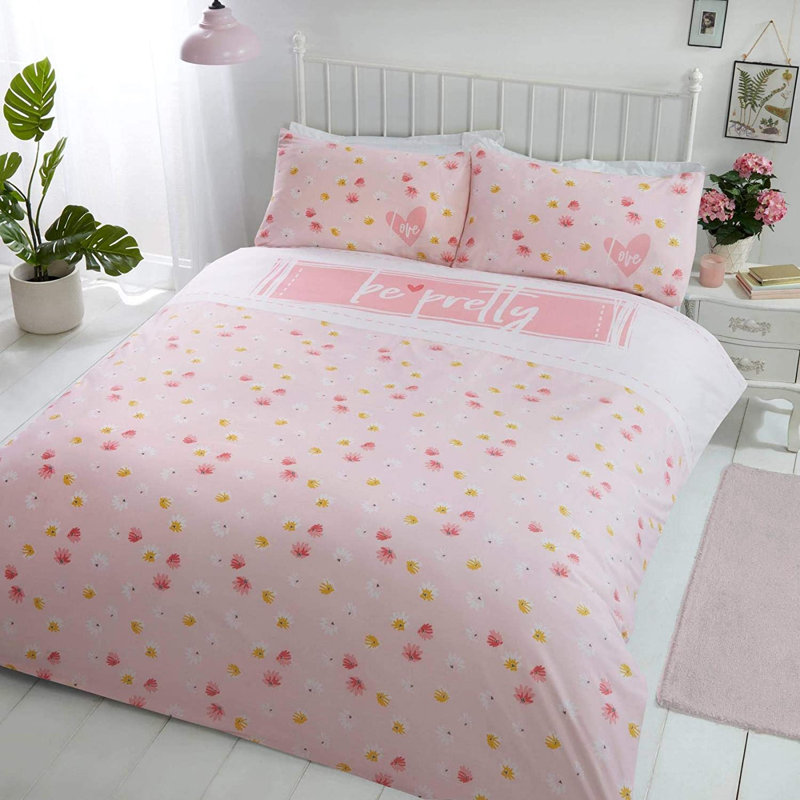 Ozawkie Floral Duvet Cover Set with Pillowcases Included, Pink, Kingsize - 2 Standard Pillowcases