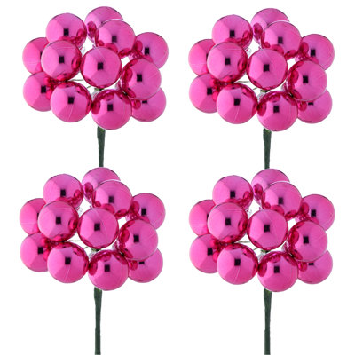 30mm Shatterproof Plastic 12 Bunch Shiney Stem Ball 