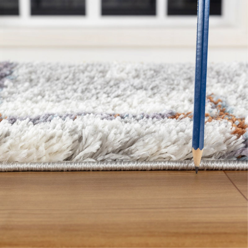 Tapis multicolore à poils longs, Rectangle 7 pi 10 po x 9 pi 10 po