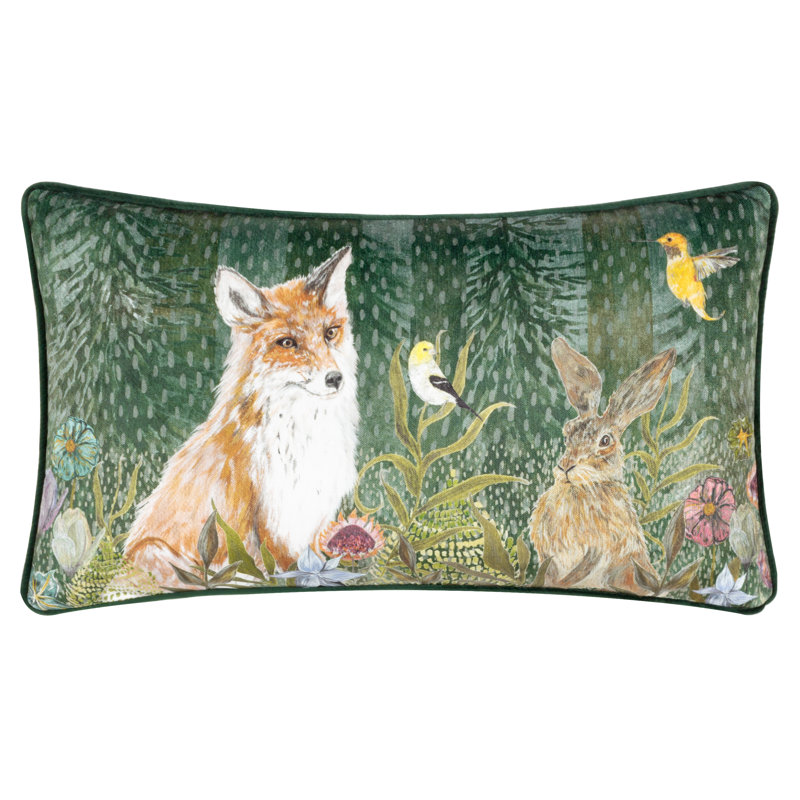 Gwylan Floral Green Rectangular Cushion