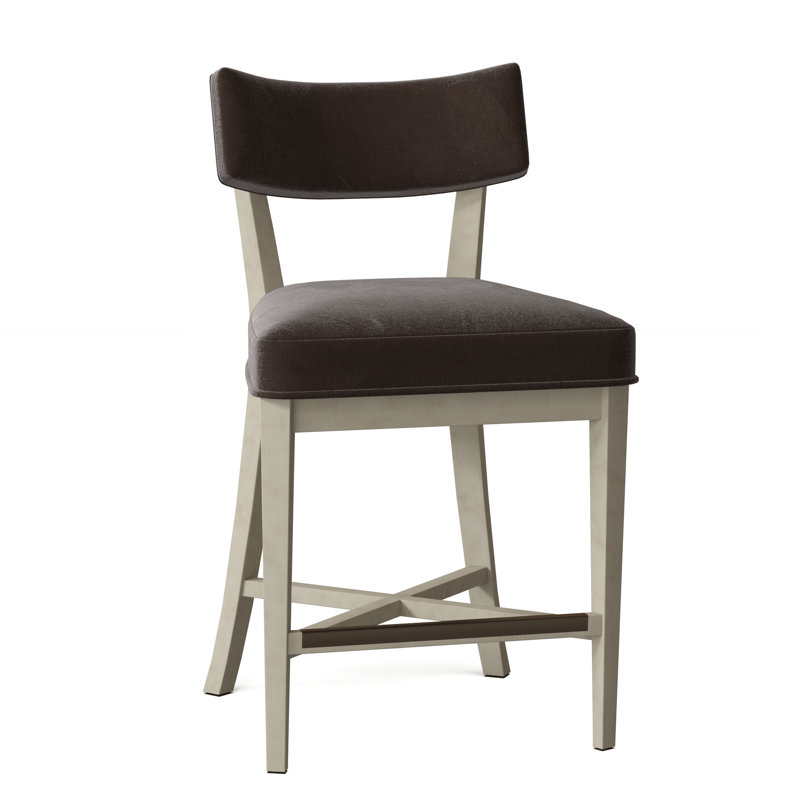 Juliet Upholstered Stool with Solid Wood Frame, Linen (3152 72), Walnut, Counter Stool (25.5" Seat Height)