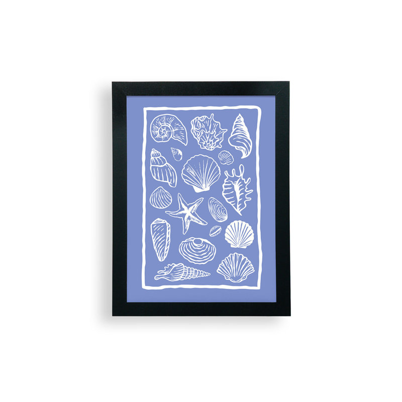 «April Lane Art Blue Seashells», affiche encadrée, H 12 po x l 9 po