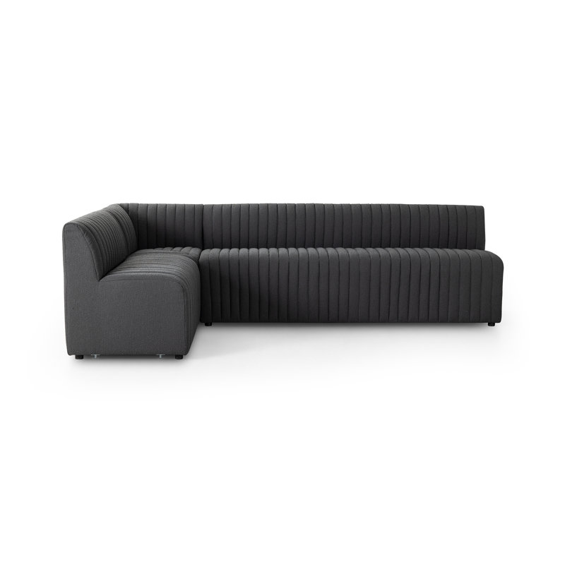 Brandt Upholstered L-Shaped Sectional Left Hand Facing, Charcoal Polyester, 31.5" H x 110" W x 66.5" D