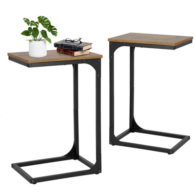 Table de bout en forme de C avec pieds réglables, petite table d'appoint pour canapé, table de canapé avec structure en métal pour le salon, la chambre à coucher, le chevet
