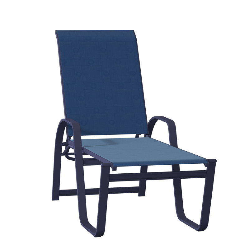 Chaise longue inclinable Holna, Cobalt 35D Sunbrella®, Neige texturée