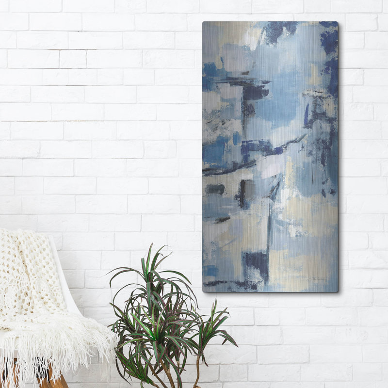 Art mural en métal luxueux «Old Port 3 Navy» par Silvia Vassileva, 24 po x 48 po, H 48 po x l 24 po