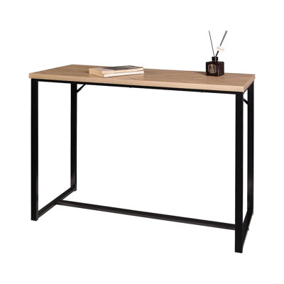 Console Bali Modern avec plateau en bois naturel et pieds en métal noir