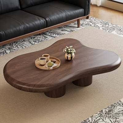 Table basse en noyer massif et bois manufacturé