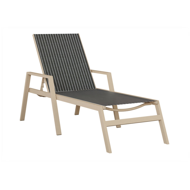 Chaise longue en aluminium multicolore à rayures bleu marine Colella Luna, Luna multicolore
