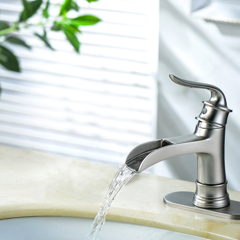 Robinet de lavabo vasque pour salle de bain avec ensemble de drain, Nickel brossé