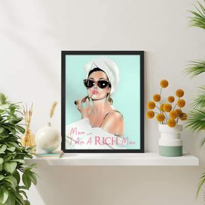«Mom I Am A Rich Man Tiffany Blue Audrey Hepburn Spoof Girl Power Lady» sur papier