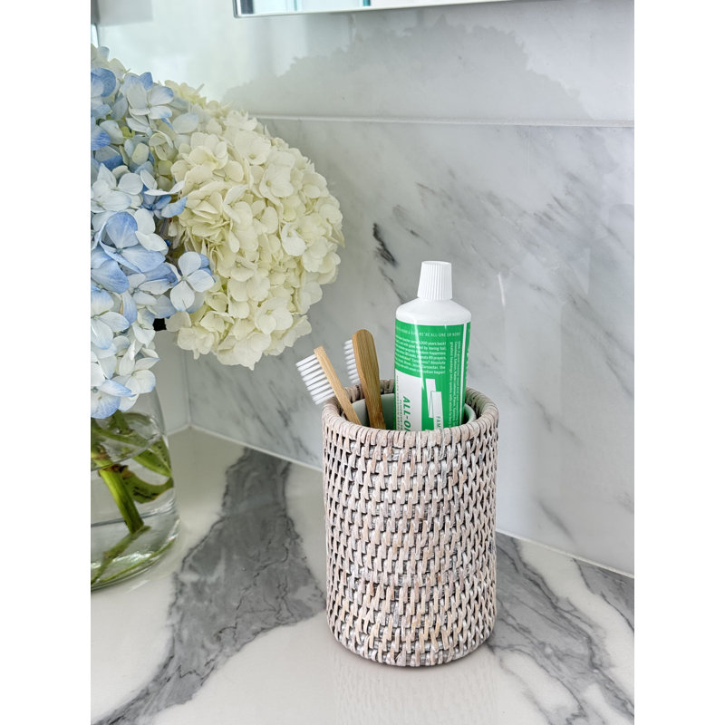 Porte-brosses à dents et porte-verres Everard, Blanc délavé