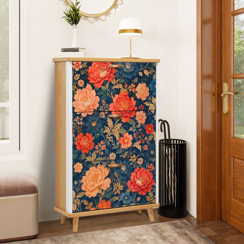 Rangement pour chaussures avec 3 tiroirs rabattables pour étagère de rangement rétro, Taille 3: 9,5 po x 29,7 po x 51,5 po