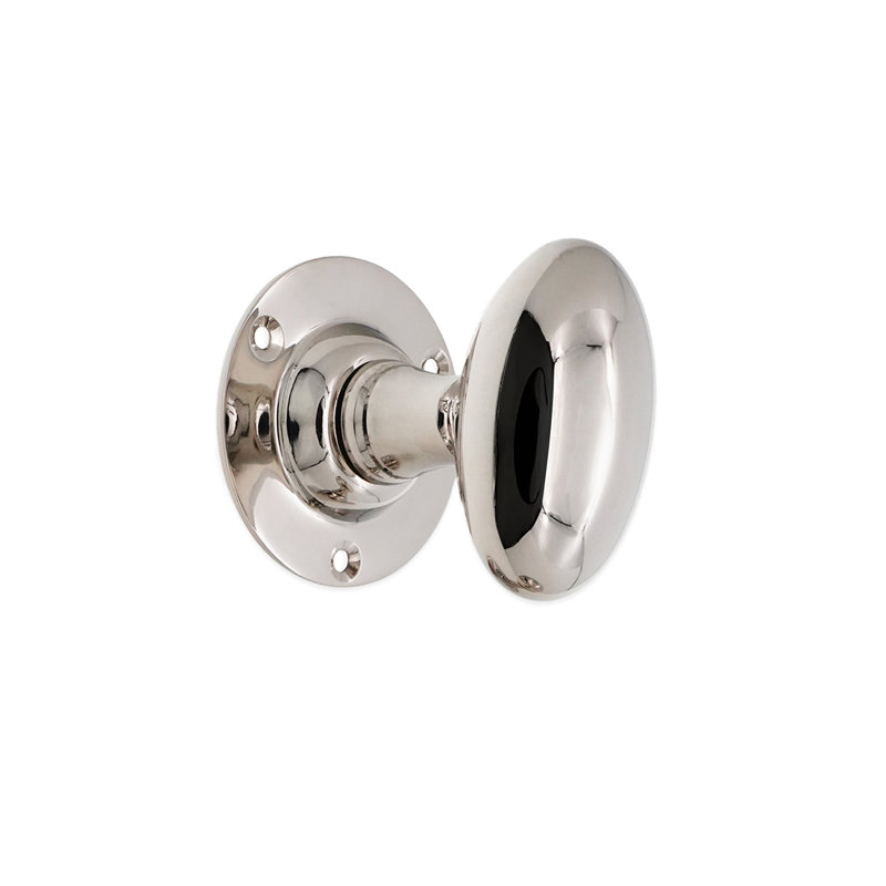 Oval Mortice Door Knob, Polished Nickel