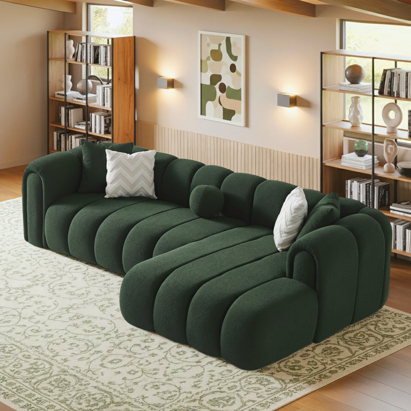 Canapé modulaire Beatrice, Bouclé vert foncé