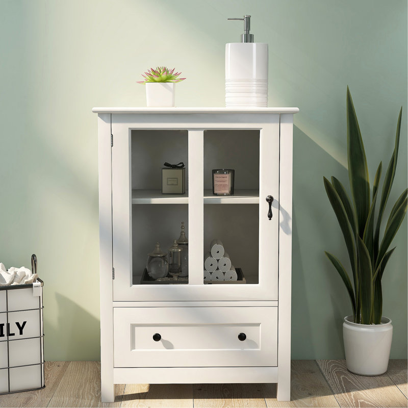 Armoire de rangement pour armoire avec portes simples en verre et poignée cloche unique