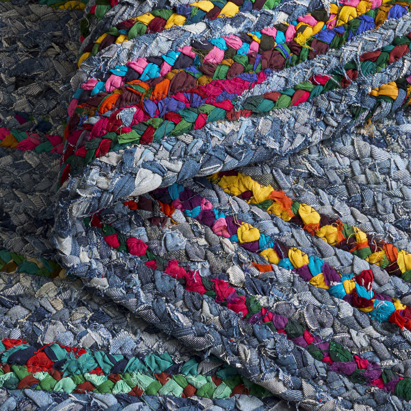 Asht Hand Woven Cotton Rug, Round 3'