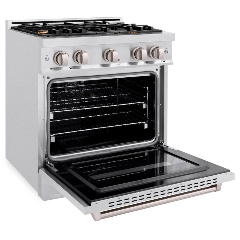 ZLINE 30 in. 4.2 cu. ft. Classic Gas Range with 4 Burner Cooktop and Convection Gas Oven in Satin Stainless Steel with Door