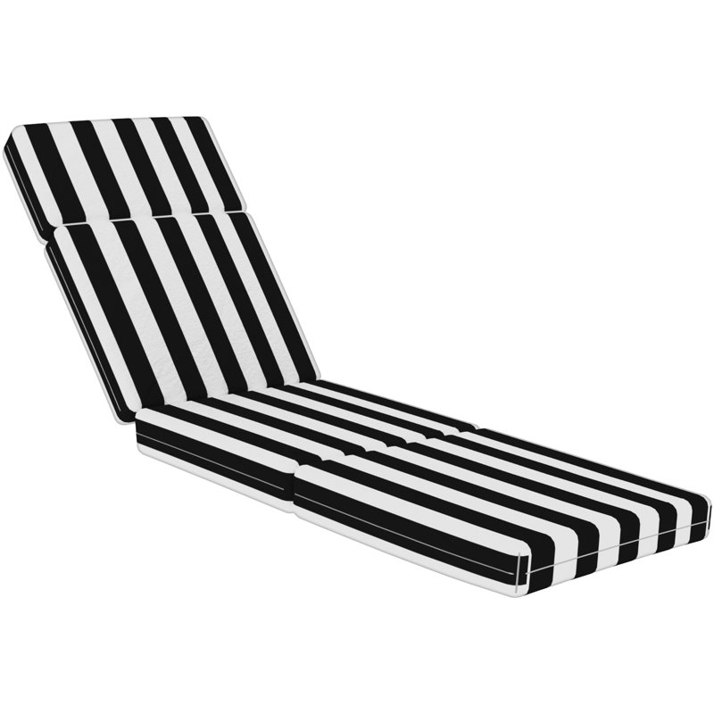 4In Chaise Lounge Cushions Outdoor, Black/White Striped, 48" W x 26" D