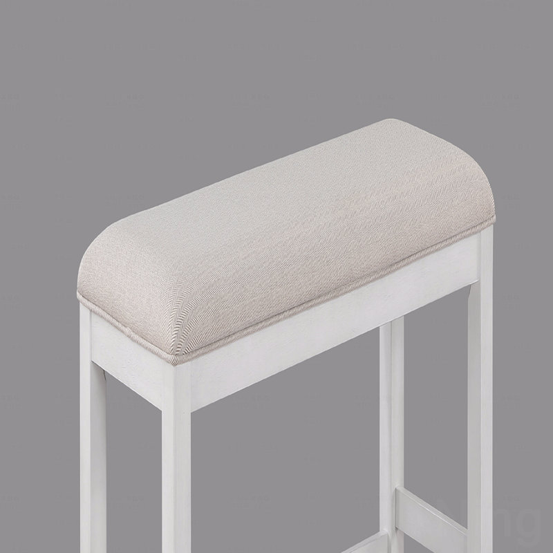 1-Piece Transitional White Finish Fabric Upholstered Upholstered Design Counter-Height Dining Room Use Bench, Ivory/White