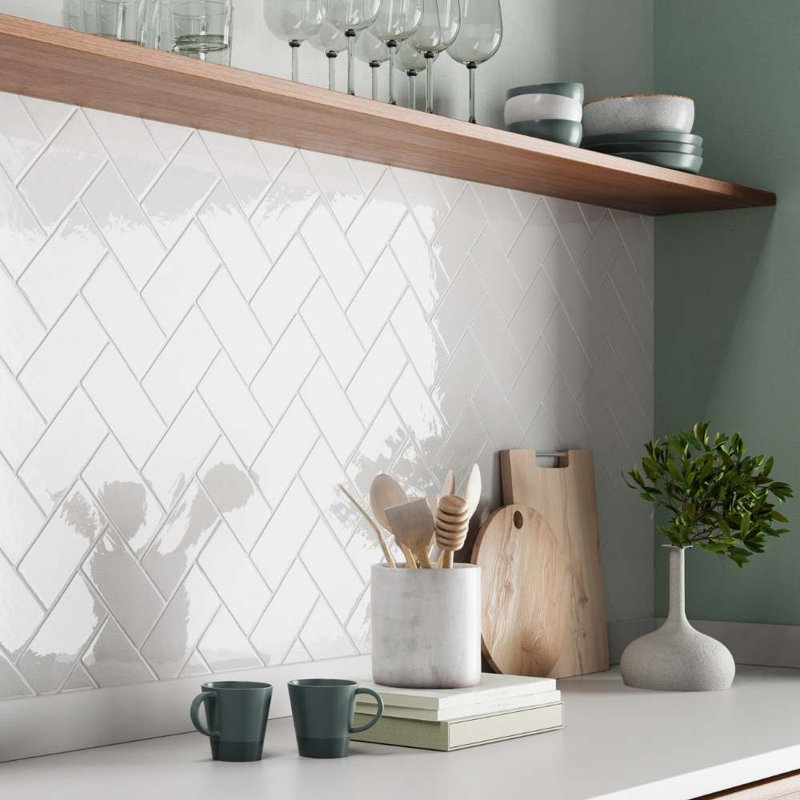 Carrelage mural en céramique brillante 3 "x 6" Frost Blanco Frost