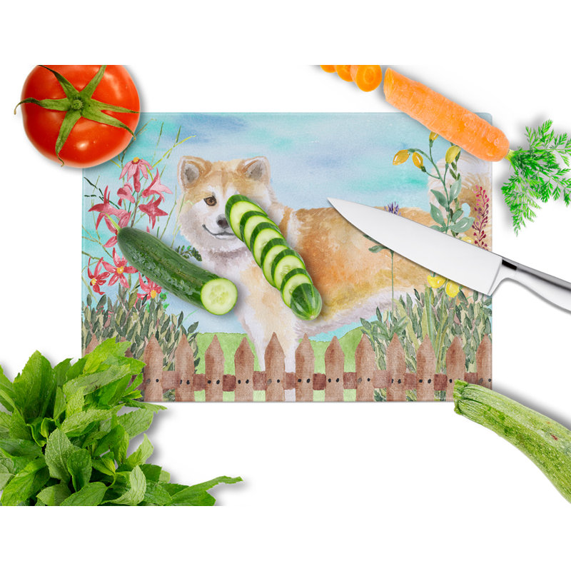 Planche à découper à ressorts en verre trempé caroline, Shiba Inu