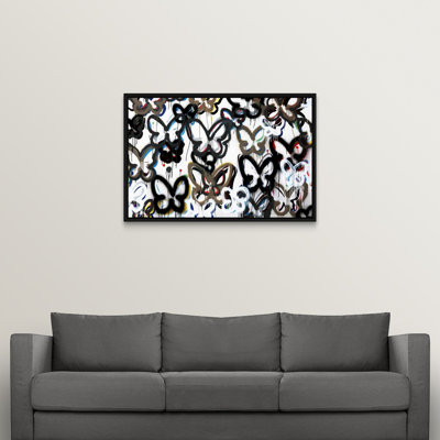 « papillon de fond ii », peinture sur toile