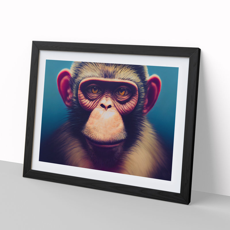 XH1022-6133X Modern Monkey Vol.2 - Single Picture Frame Print, Black, 46cm H x 64cm W x 2cm D