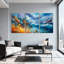 Nautique et plage, océan, vagues, bateau, pieuvre, plage, ciel, eau, réflexion, ensemble de 3 impressions sur toile-489434418